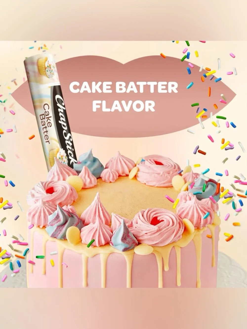 Set of 4 ChapStick Cake Batter Limited Edition Flavored Lip Balm Tubes